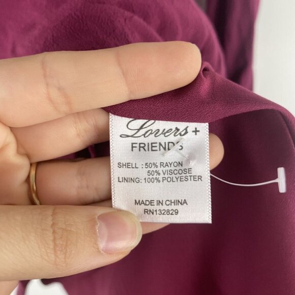 Revolve Lovers + Friends Women's Mini Dress Size S Raspberry Long Sleeve Twist - Picture 5 of 10